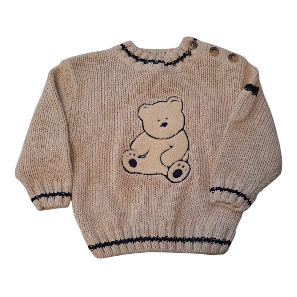 Sprockets Beige Knit Sweater with Bear Motif